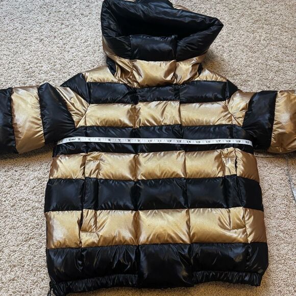 Goldbergh Ski Dazzle Puffer Jacket Coat Striped Gold Black size US 8 - Picture 5 of 7